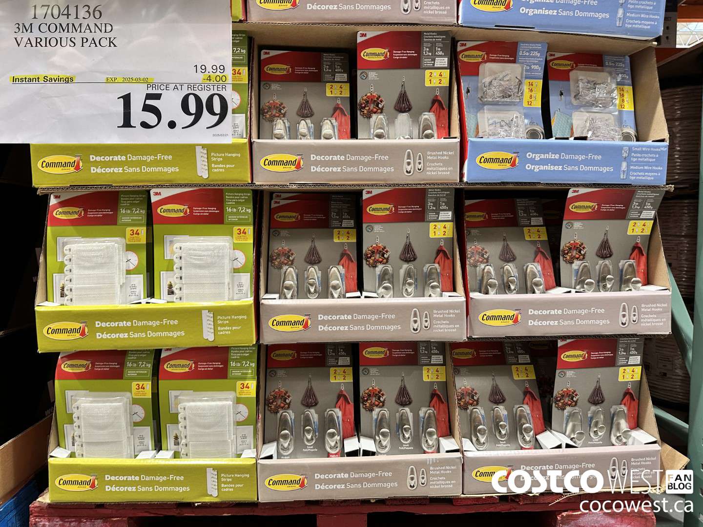 1704136 3M COMMAND VARIOUS PACK ($4.00 INSTANT SAVINGS EXPIRES ON 2025-03-02) $15.99