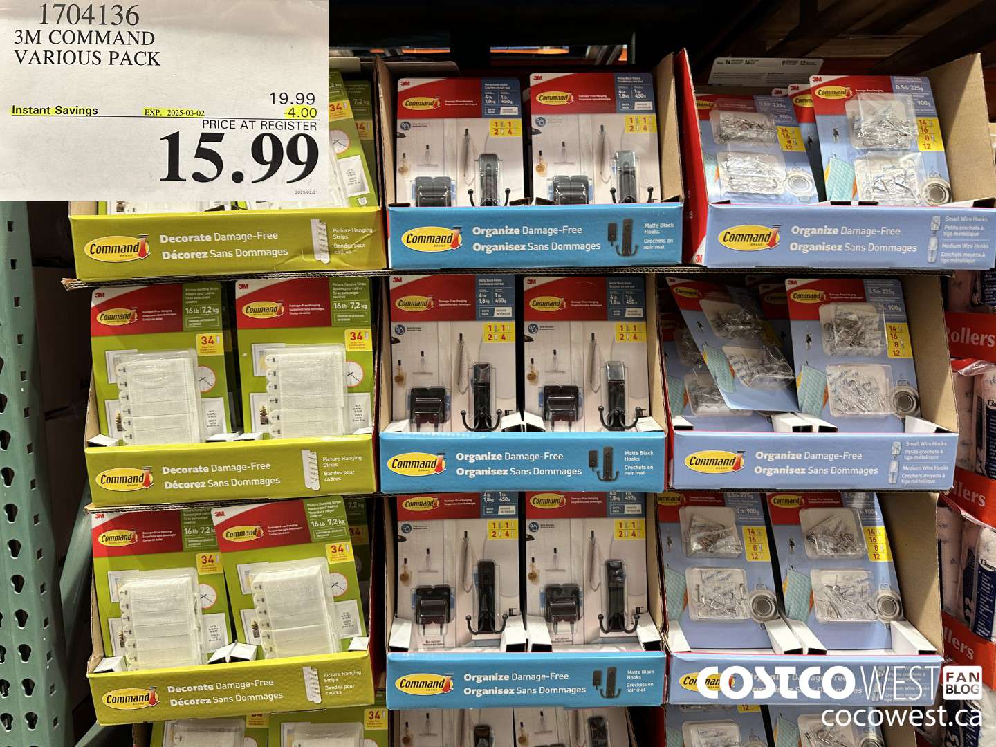 1704136 3M COMMAND VARIOUS PACK ($4.00 INSTANT SAVINGS EXPIRES ON 2025-03-02) $15.99