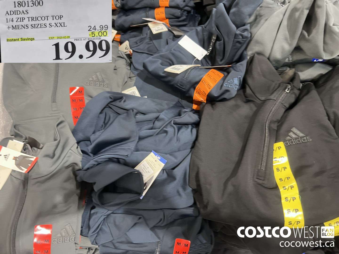 1801300 ADDIAS 1/4 ZIP TRICOT TOP MENS SIZES S-XXL ($5.00 INSTANT SAVINGS EXPIRES ON 2025-02-09) $19.99