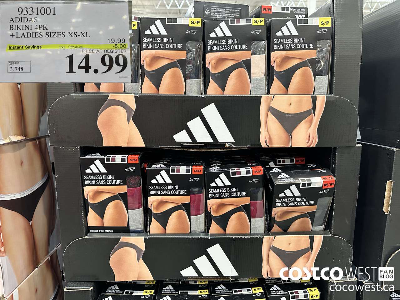 9331001 ADIDAS BIKINI 4PK LADIES SIZES S-XL ($5.00 INSTANT SAVINGS EXPIRES ON 2025-02-09) $14.99
