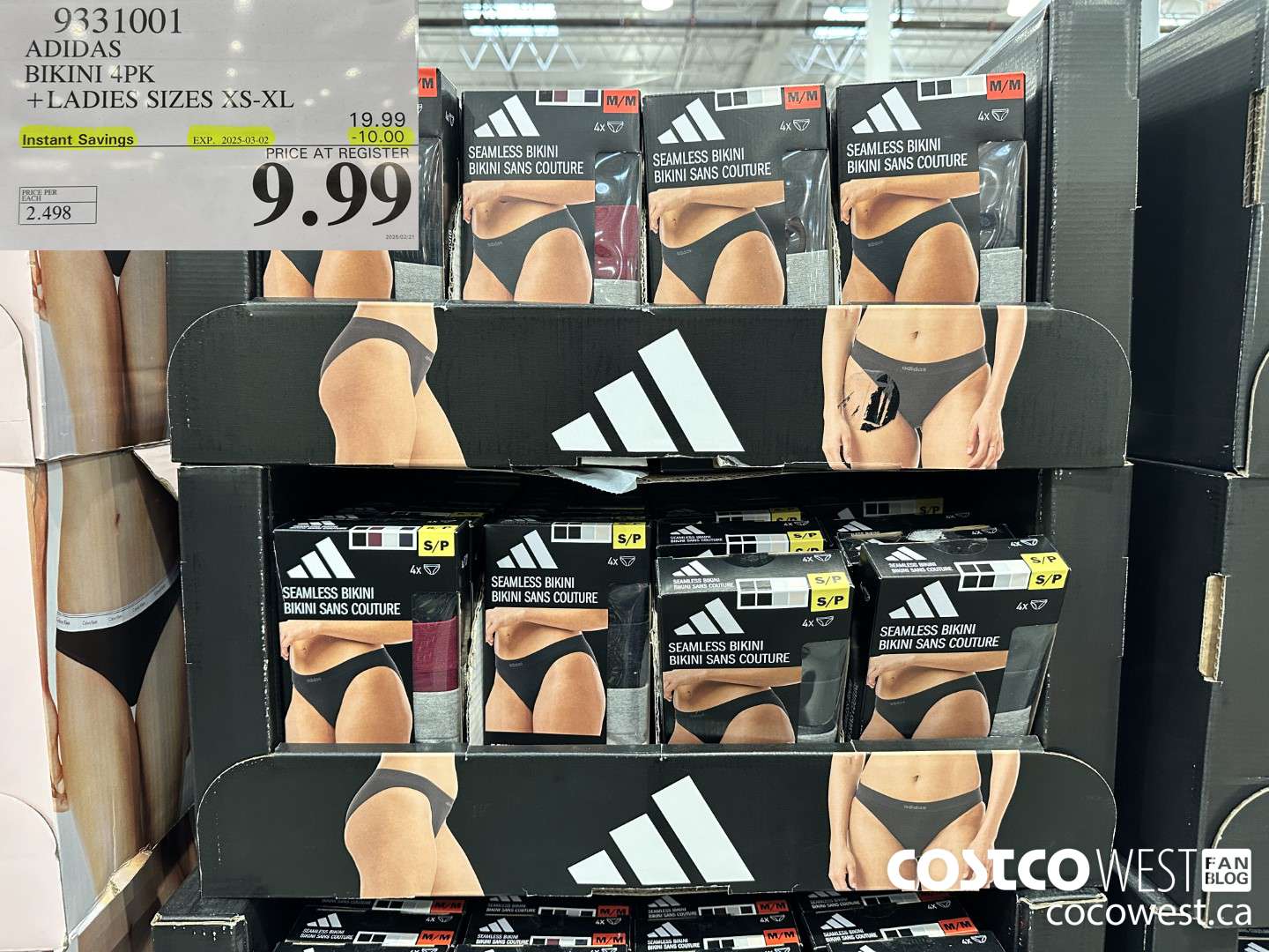 9331001 ADIDAS BIKINI 4PK LADIES SIZES S-XL ($10.00 INSTANT SAVINGS EXPIRES ON 2025-03-02) $9.99