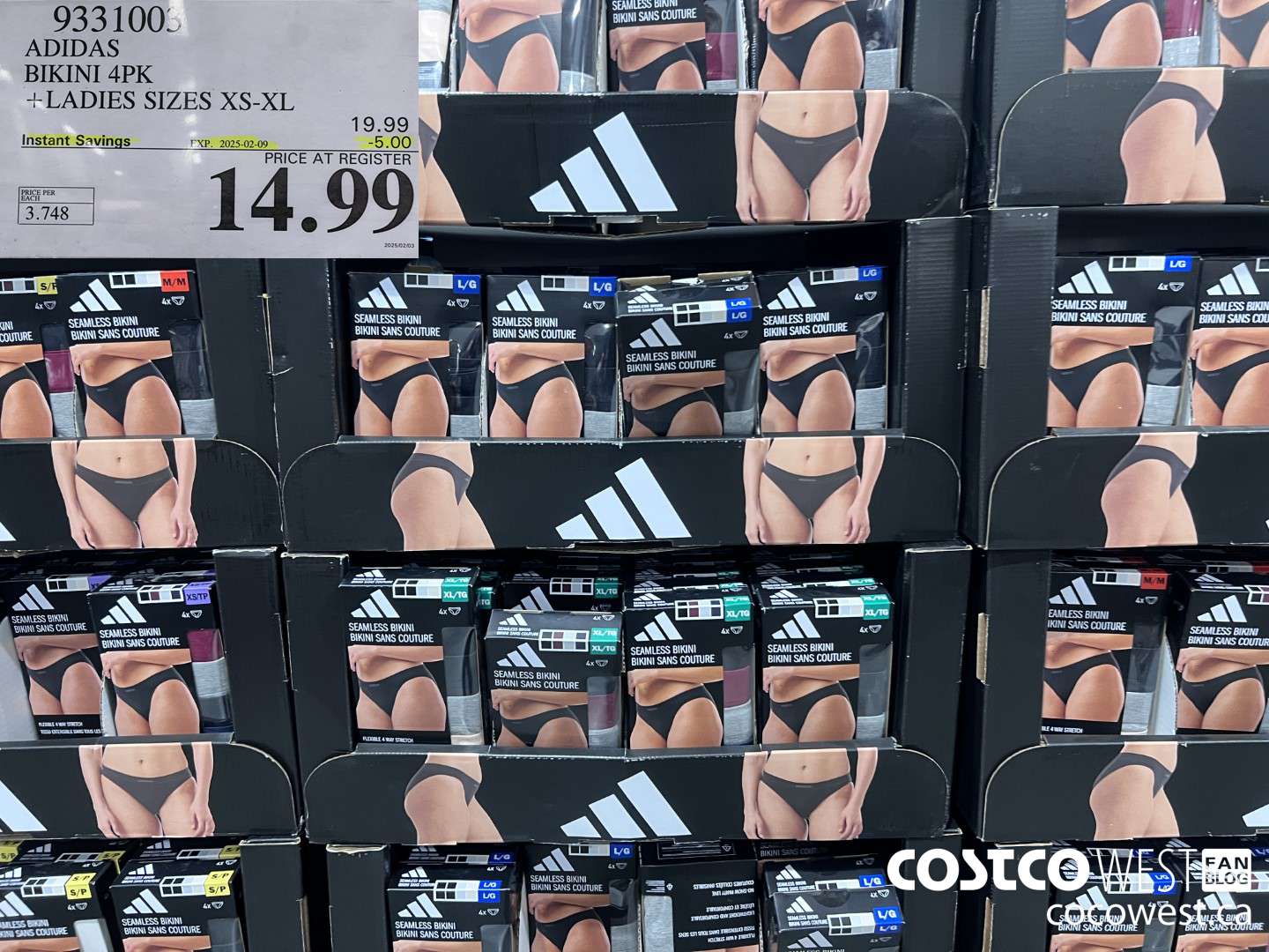 9331003 ADIDAS BIKINI LADIES SIZES XS-XL ($5.00 INSTANT SAVINGS EXPIRES ON 2025-02-09) $14.99