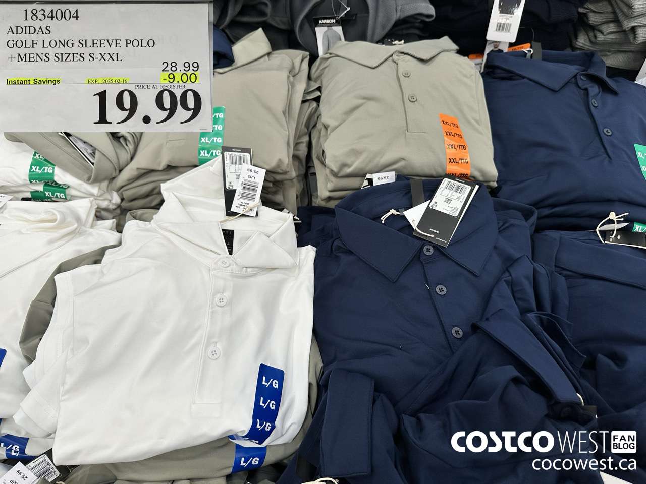 1834004 ADIDAS GOLF LONG SLEEVE POLO MENS SIZES S-XXL ($9.00 INSTANT SAVINGS EXPIRES ON 2025-02-16) $19.99