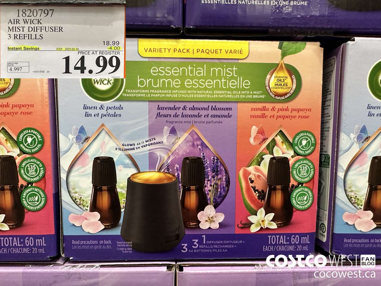 1820797 AIR WICK MIST DIFFUSER 3 REFILLS ($4.00 INSTANT SAVINGS EXPIRES ON 2025-02-16) $14.99