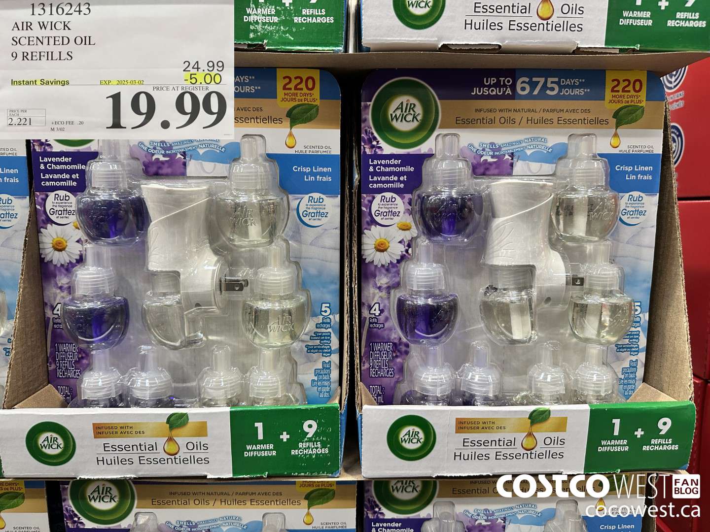 1316243 AIR WICK SCENTED OIL 9 REFILLS ($5.00 INSTANT SAVINGS EXPIRES ON 2025-03-02) $19.99