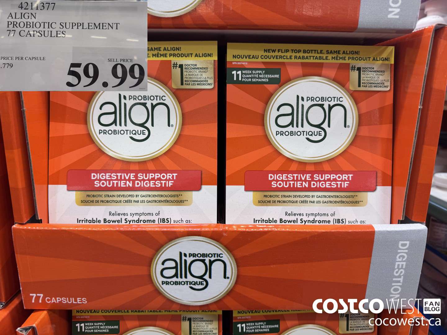 4211377 ALIGN PROBIOTIC SUPPLEMENT 77 CAPSULES $59.99