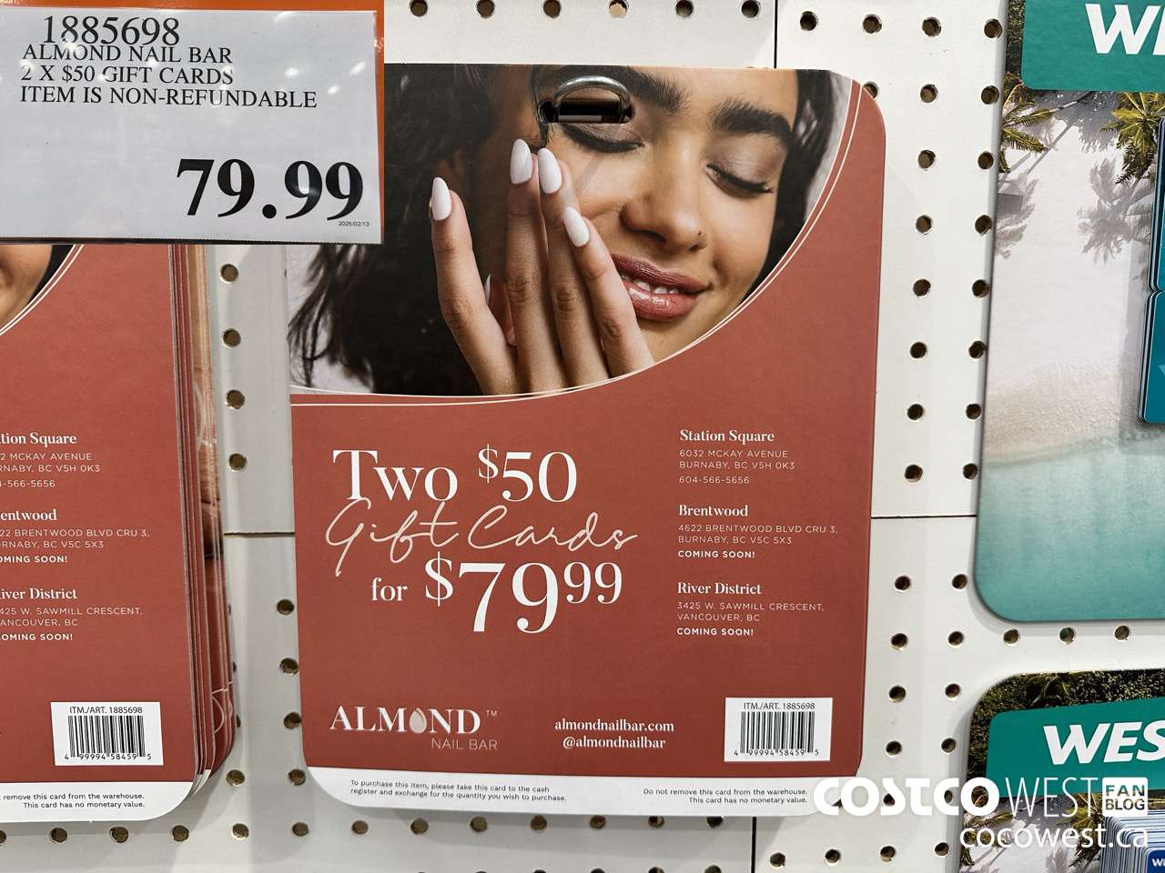 1885698 ALMOND NAIL BAR 2 X $50 GIFT CARDS ITEM IS NON-REFUNDABLE $79.99