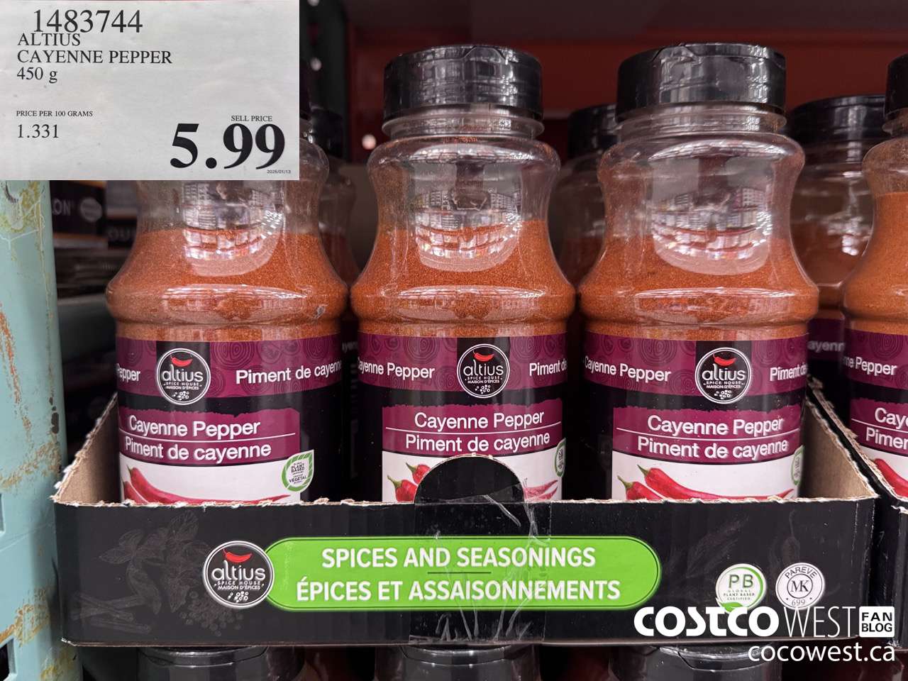 1483744 ALTIUS CAYENNE PEPPER 450G $5.99