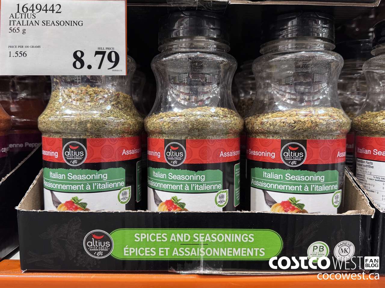 1649442 ALTIUS ITALIAN SEASONING 565 G $8.79