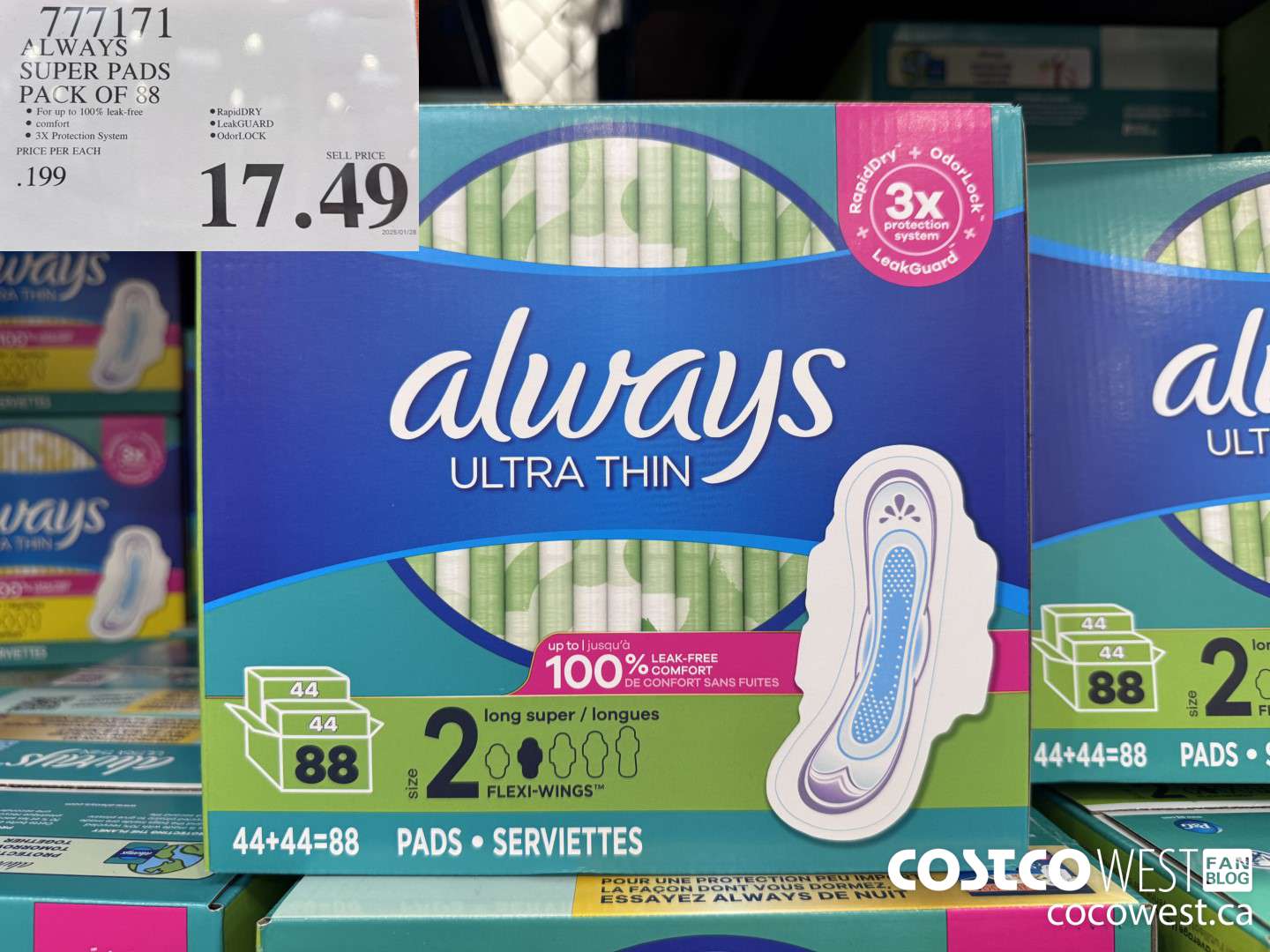 777171 ALWAYS ULTRA THIN PADS SUPER 88CT $17.49