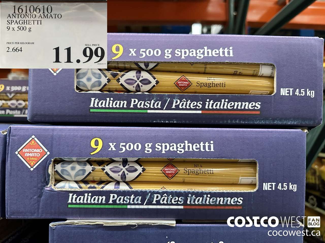 1610610 ANTONIO AMATO SPAGHETTI 9 X 500 G $11.99
