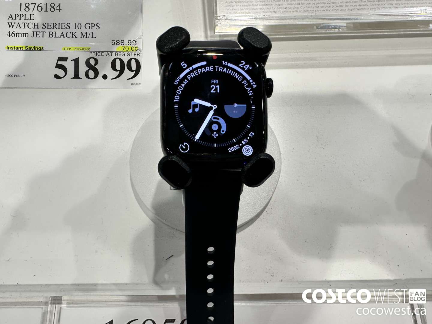 1876184 APPLE WATCH SERIES 10 GPS 46MM JET BLACK M/L ($70.00 INSTANT SAVINGS EXPIRES ON 2025-03-05) $518.99