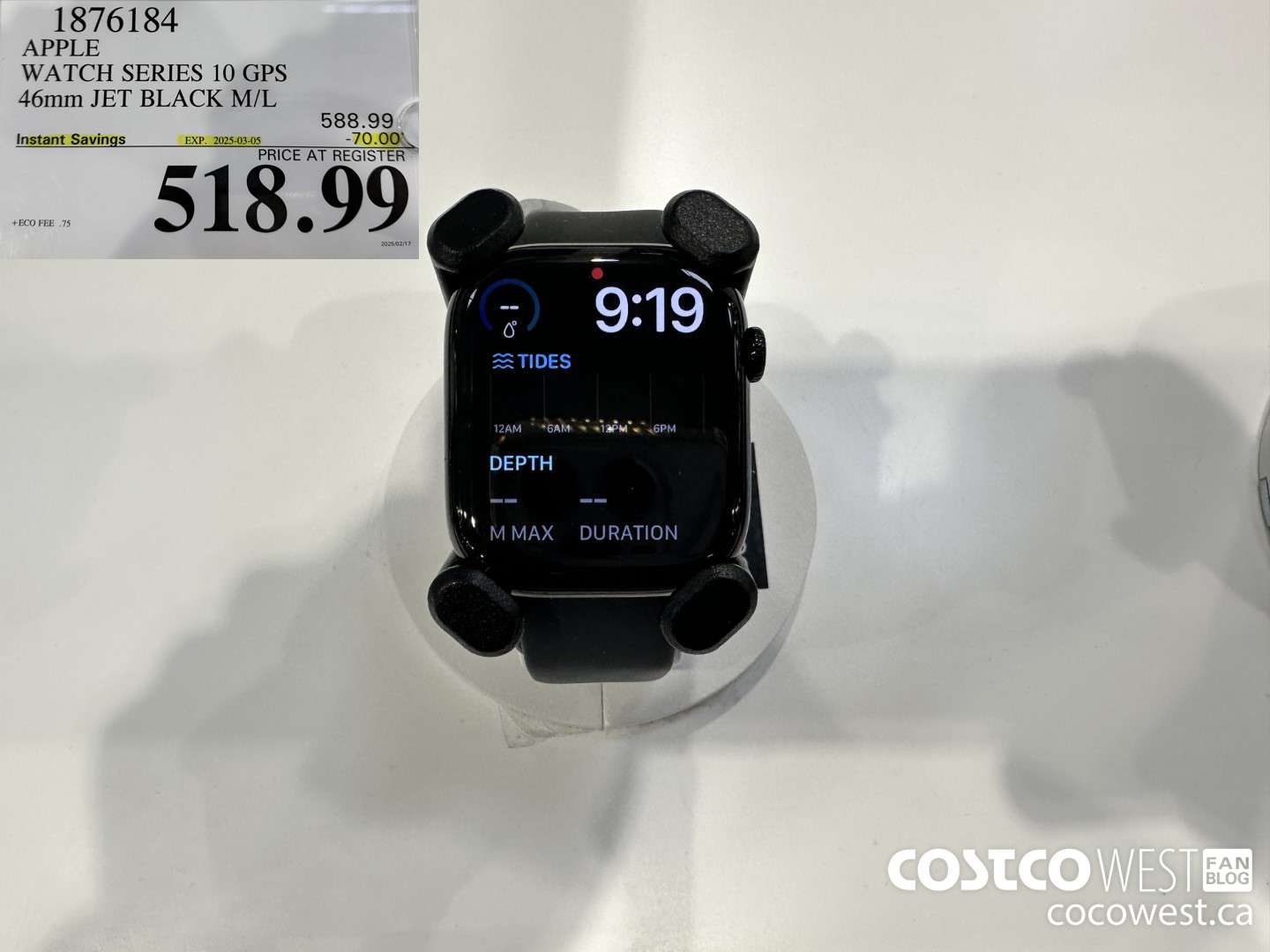 1876184 APPLE WATCH SERIES 10 GPS 46MM JET BLACK M/L ($70.00 INSTANT SAVINGS EXPIRES ON 2025-03-05) $518.99