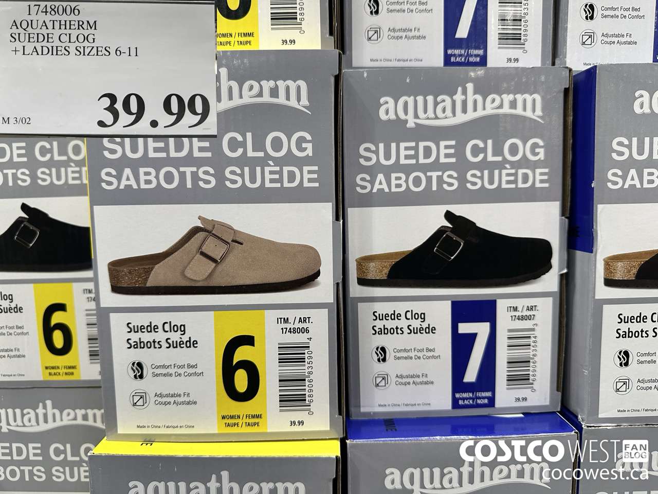 1748006 AQUATHERM SUEDE CLOG LADIES SIZES 6-11 $39.99