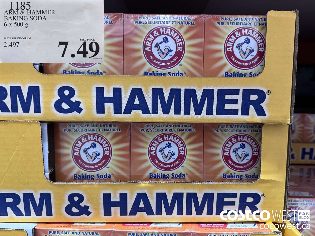 1185 ARM & HAMMER BAKING SODA 6 x 500 g $7.49