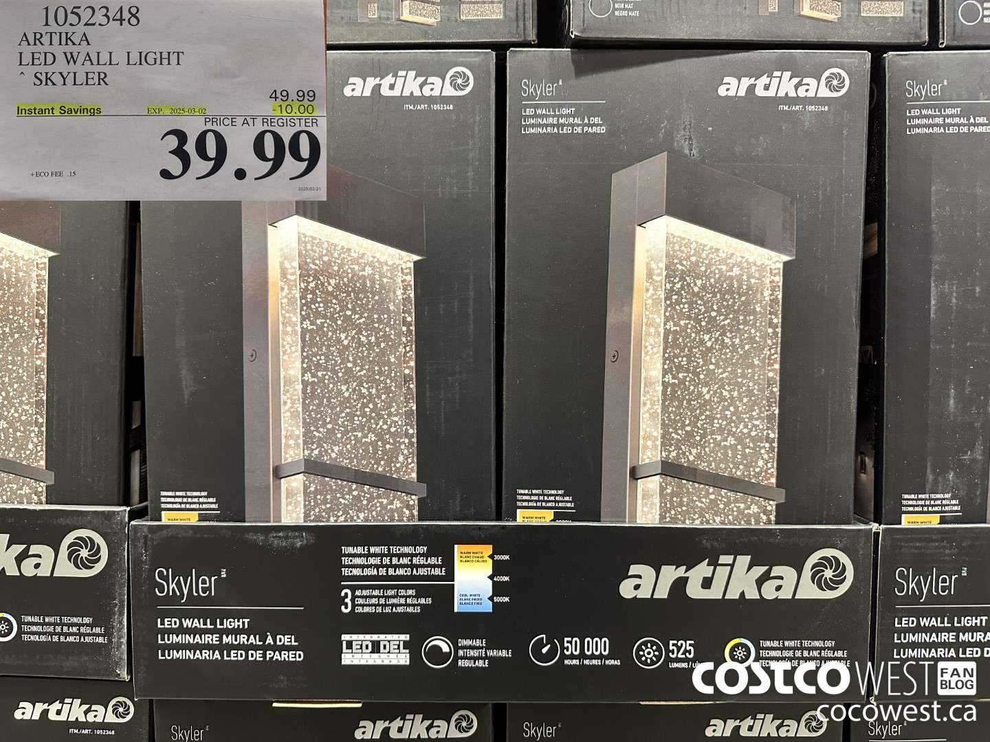 1052348 ARTIKA LED WALL LIGHT SKYLER ($10.00 INSTANT SAVINGS EXPIRES ON 2025-03-02) $39.99