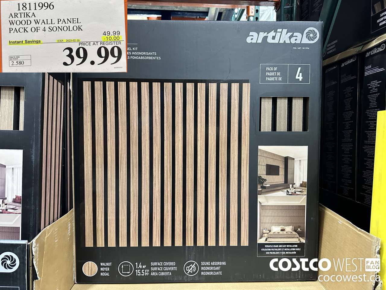 1811996 ARTIKA WOOD WALL PANEL PACK OF 4 SONOLOK ($10.00 INSTANT SAVINGS EXPIRES ON 2025-02-16) $39.99