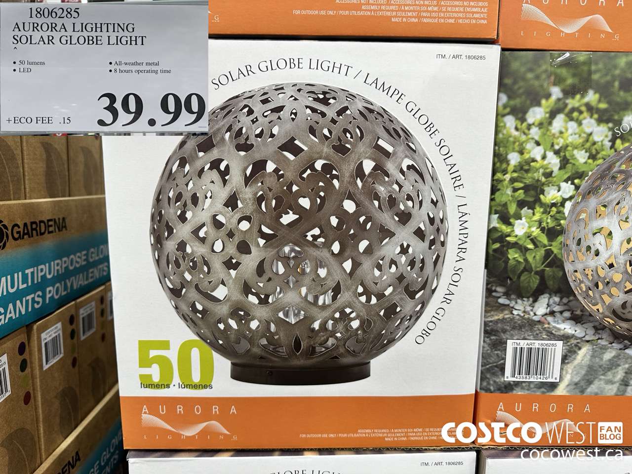 1806285 AURORA LIGHTIN SOLAR GLOBE LIGHT $39.99