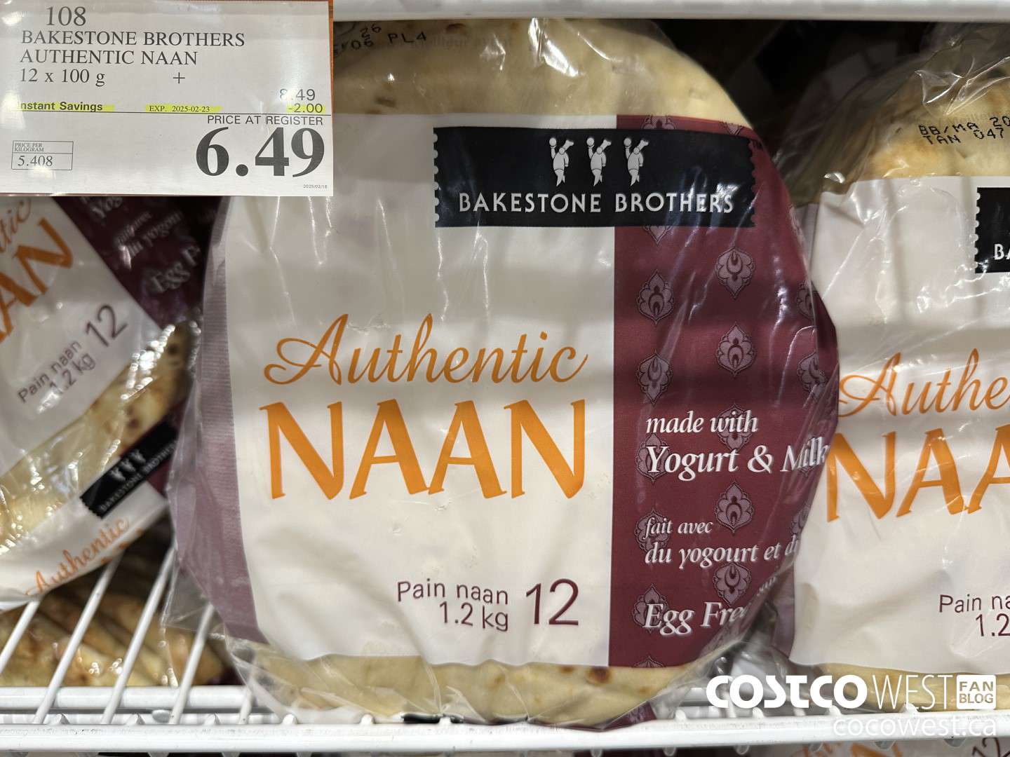 108 BAKESTONE BROTHERS AUTHENTIC NAAN 12 X 100 G ($2.00 INSTANT SAVINGS EXPIRES ON 2025-02-23) $6.49