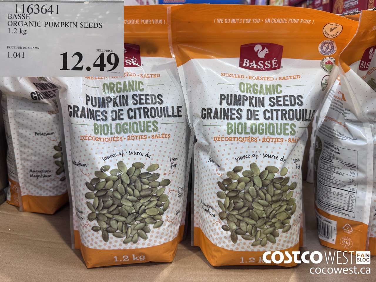 1163641 BASSE ORGANIC PUMPKIN SEEDS 1.2 KG $12.49