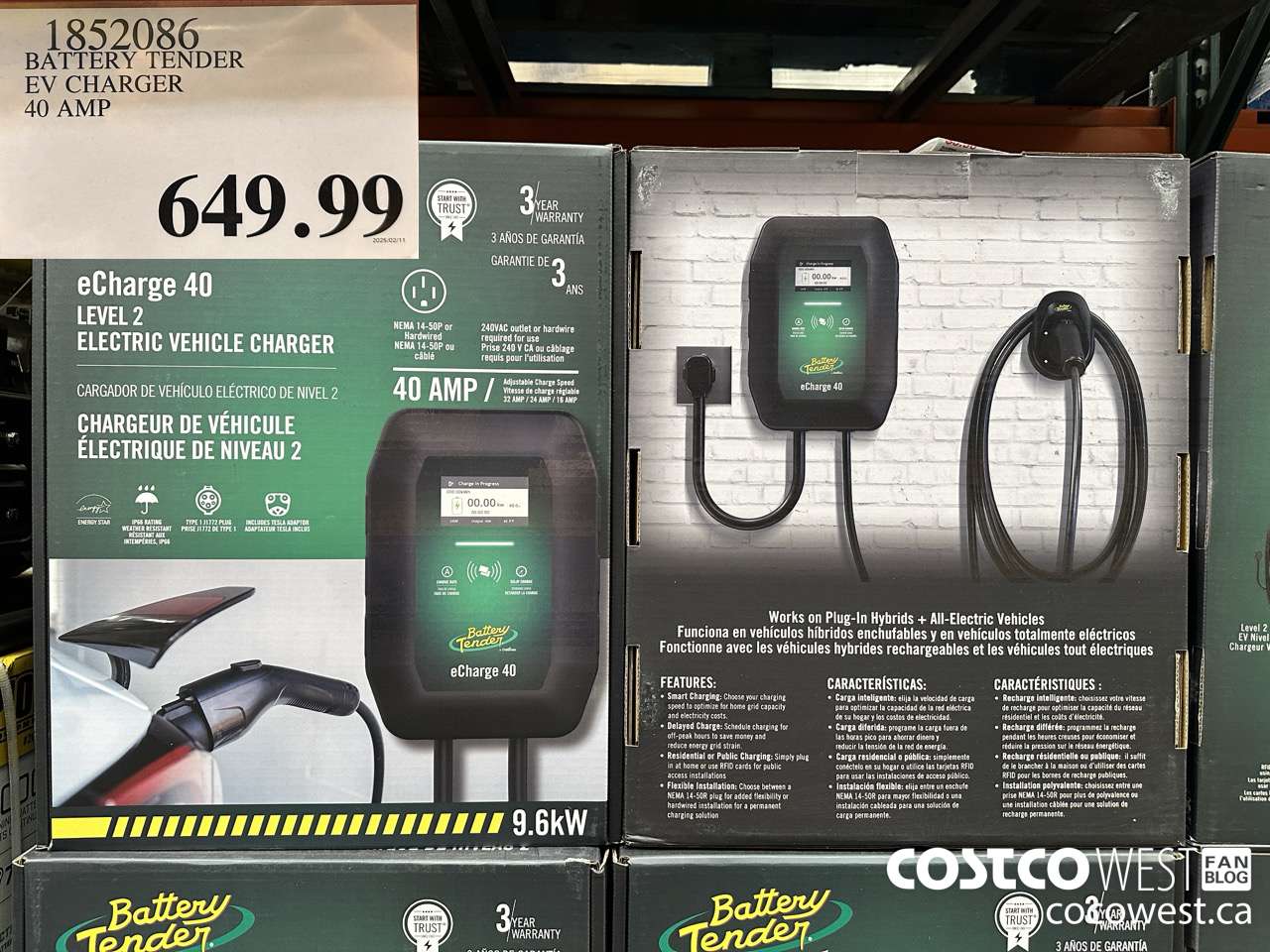 1852086 BATTERY TENDER EV CHARGER 40 AMP $649.99