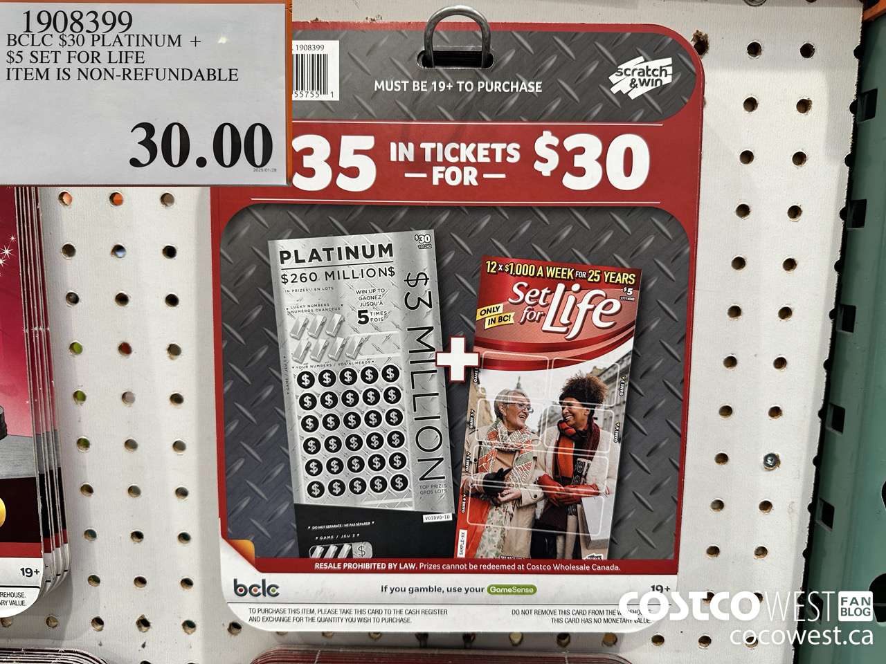 1908399 BC LOTTER $30 PLN+$5 SET FOR LIFE ITEM IS NON-REFUNDABLE $30.00