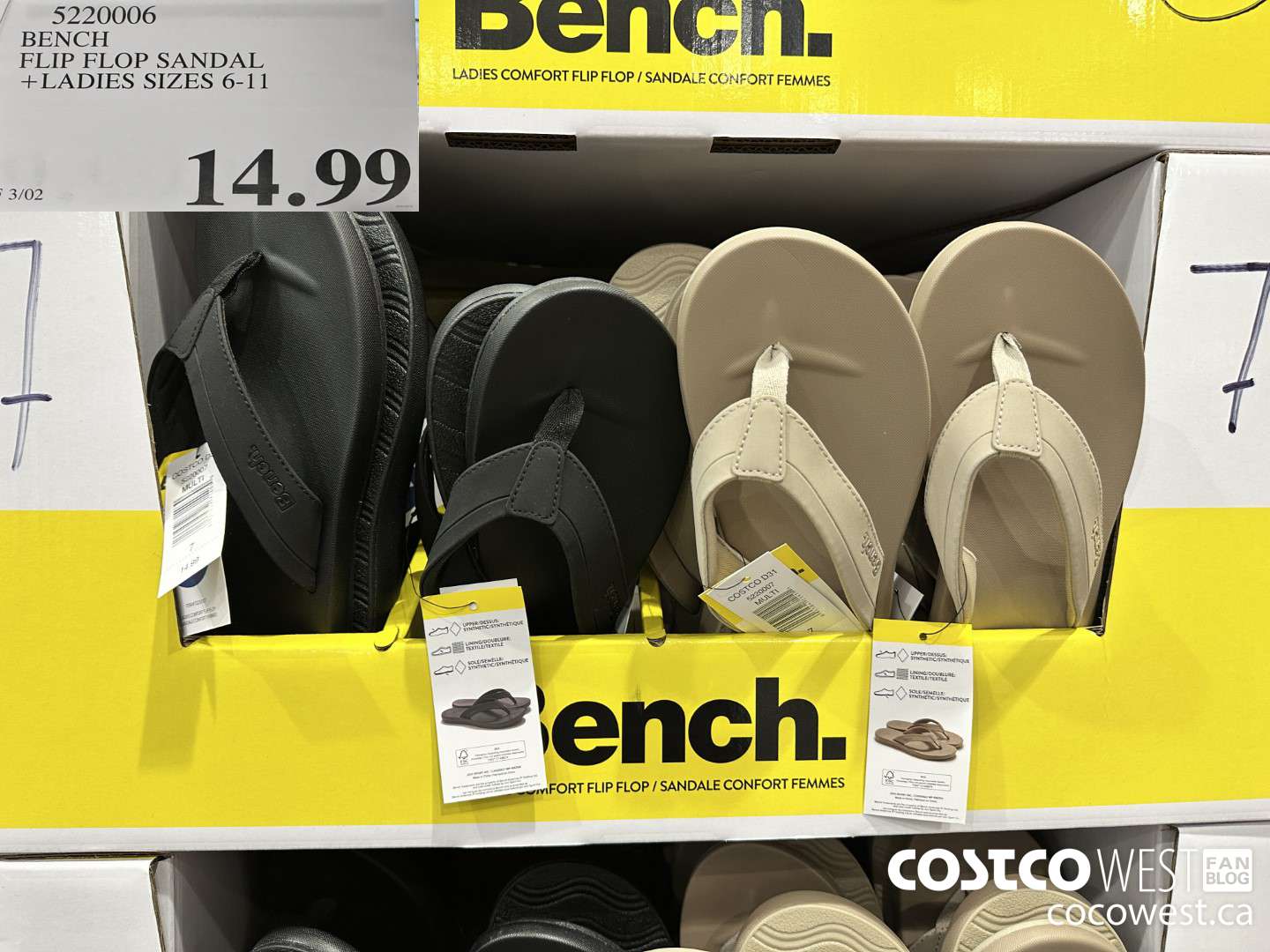 5220006 BENCH FLIP FLOP SANDAL LADIES SIZES 6-11 $14.99