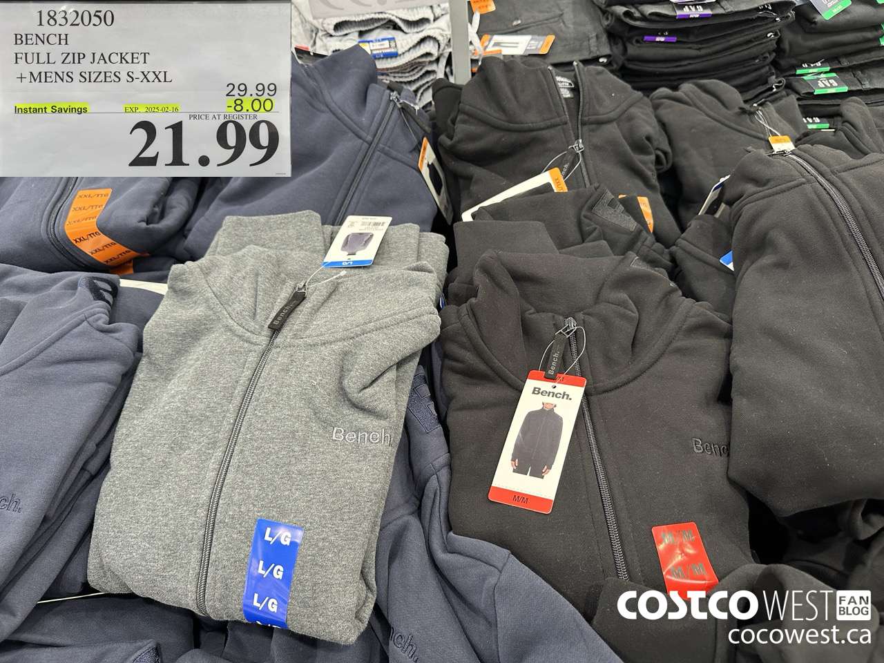 1832050 BENCH FULL ZIP JACKET MENS SIZES S-XXL ($8.00 INSTANT SAVINGS EXPIRES ON 2025-02-16) $21.99