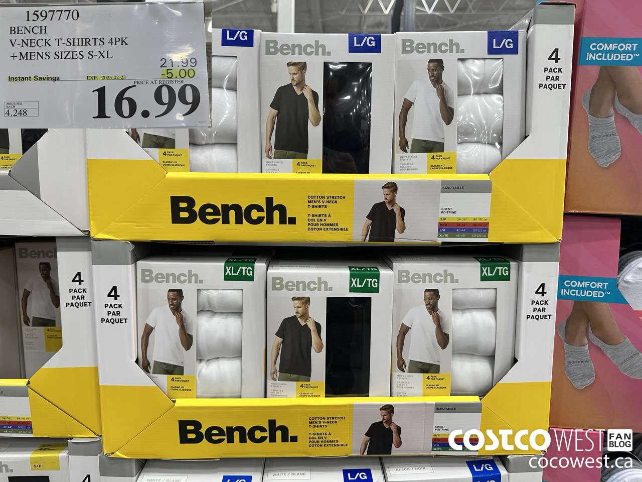 1597770 BENCH V-NECK T-SHIRTS 4PK MENS SIZES S-XL ($5.00 INSTANT SAVINGS EXPIRES ON 2025-02-23) $16.99