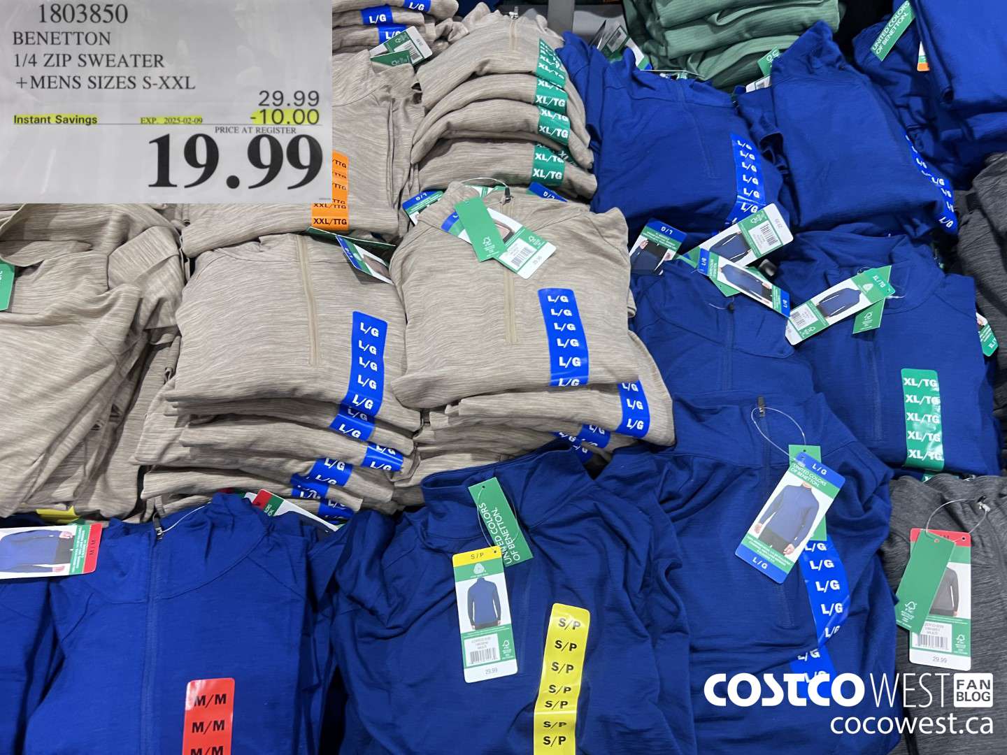 1803850 BENETTON 1/4 ZIP SWEATER MENS SIZES S-XXL ($10.00 INSTANT SAVINGS EXPIRES ON 2025-02-09) $19.99