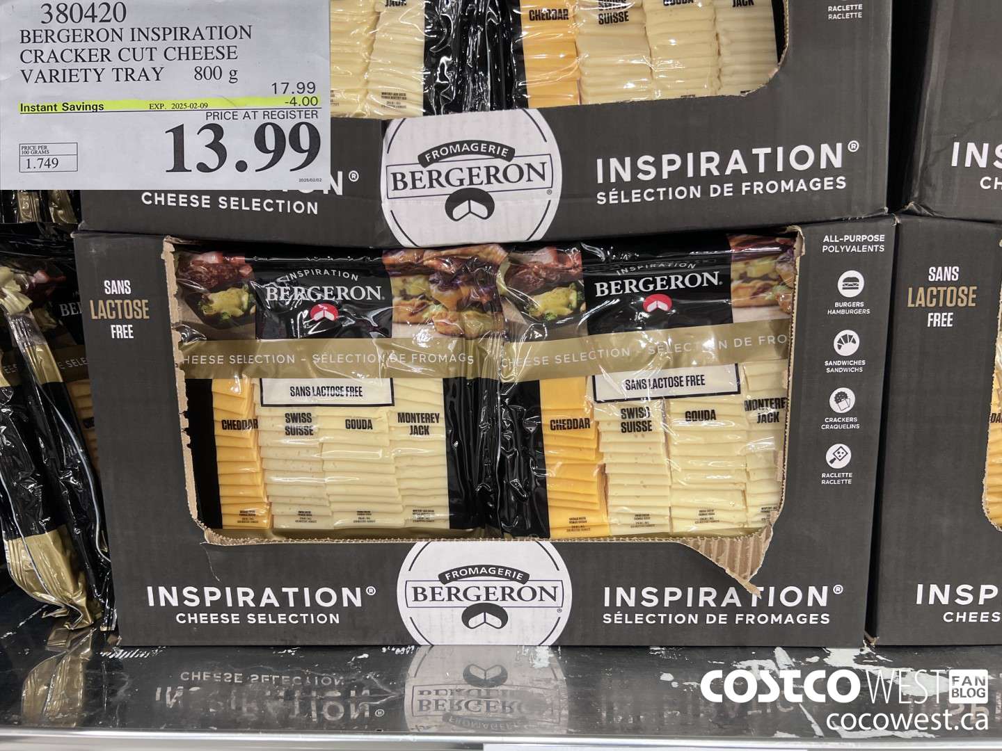 380420 BERGERON INSPIRATION CRACKER CUT CHEESE VARIETY TRAY 800g ($4.00 INSTANT SAVINGS EXPIRES ON 2025-02-09) $13.99