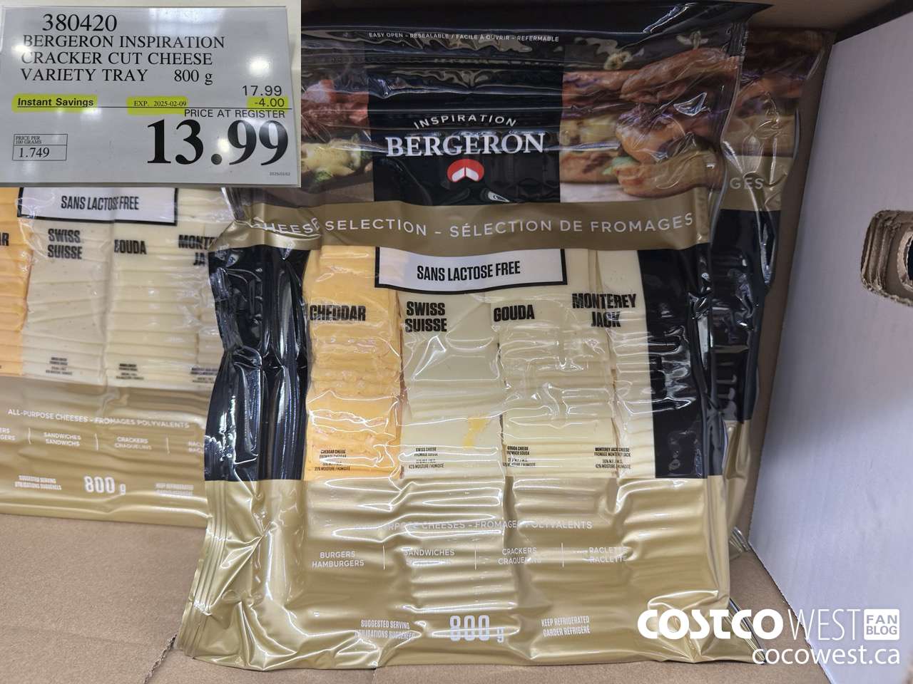 380420 BERGERON INSPIRATION CRACKER CUT CHEESE VARIETY TRAY 800g ($4.00 INSTANT SAVINGS EXPIRES ON 2025-02-09) $13.99