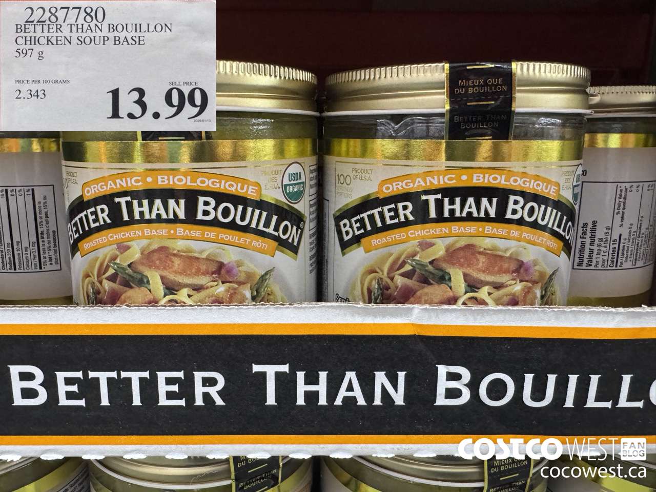 287780 BETTER THAN BOUILLON ORGANIC CHICKEN BASE 597G $13.99