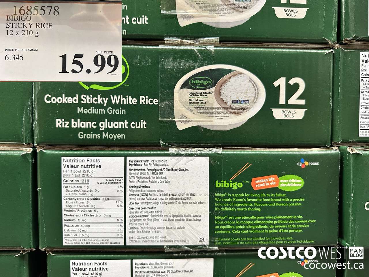 1685578 BIBIGO STICKY WHITE RICE 12/7.4 OZ $15.99