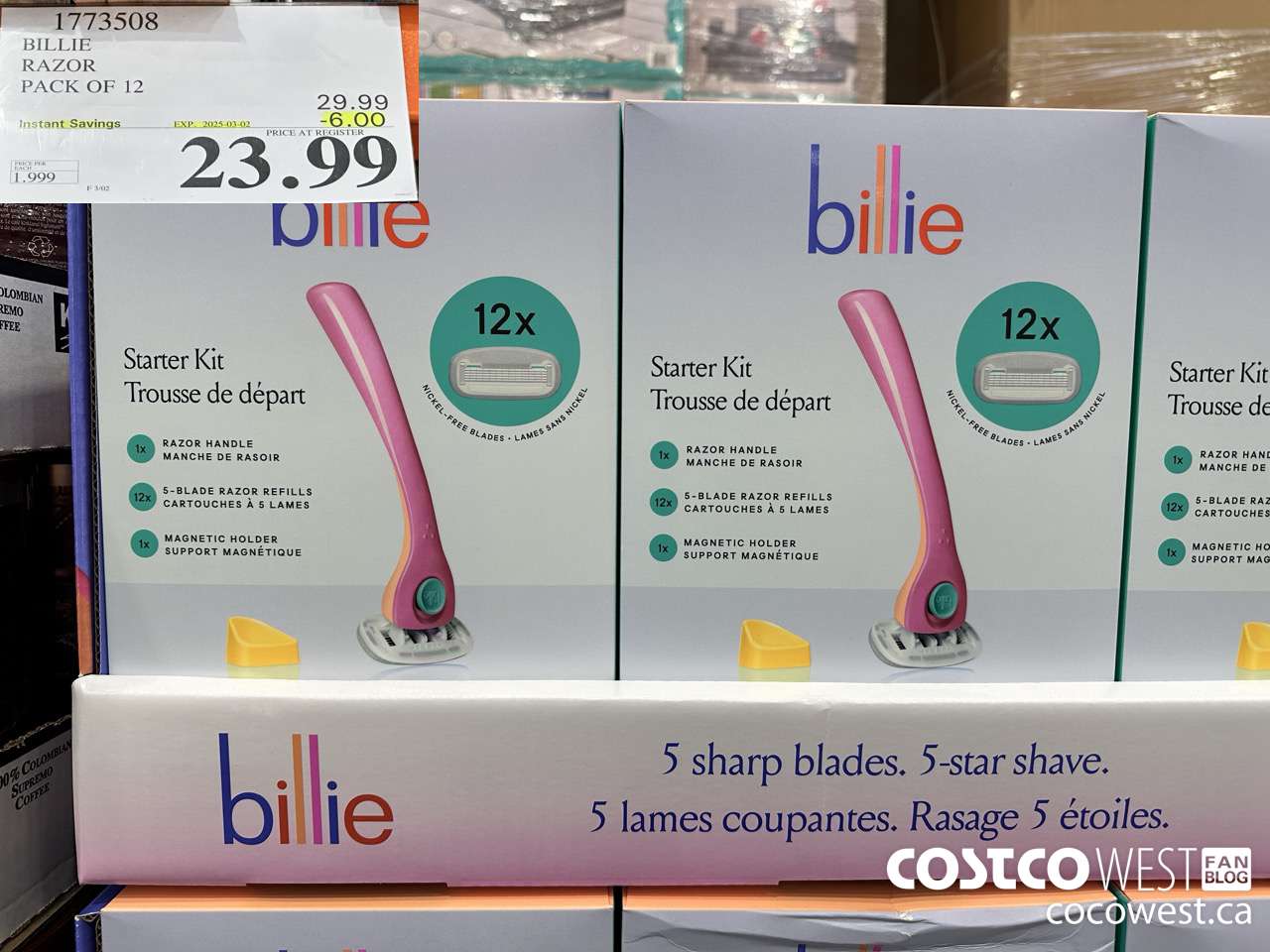 1773508 BILLIE RAZOR PACK OF 12 ($6.00 INSTANT SAVINGS EXPIRES ON 2025-03-02) $23.99