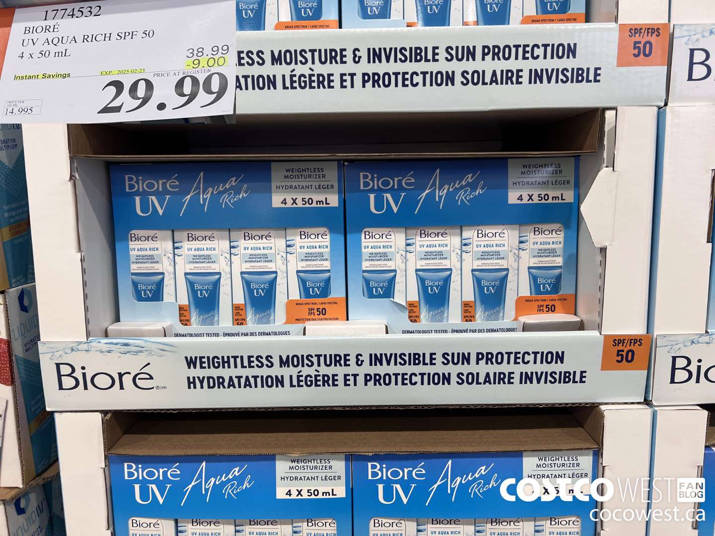 1774532 BIORE UV AQUA RICH SPF 50 4 X 50ML ($9.00 INSTANT SAVINGS EXPIRES ON 2025-02-23) $29.99