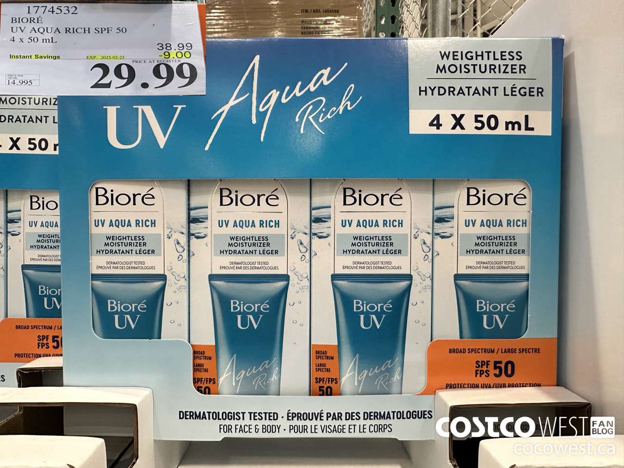 1774532 BIORE UV AQUA RICH SPF 50 4 X 50ML ($9.00 INSTANT SAVINGS EXPIRES ON 2025-02-23) $29.99