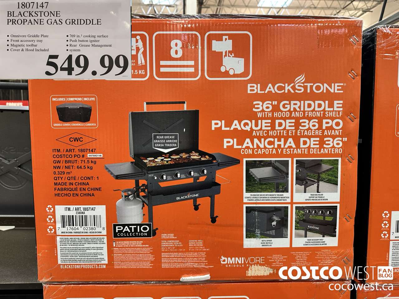 1807147 BLACKSTONE PROPANE GAS GRIDDLE $549.99