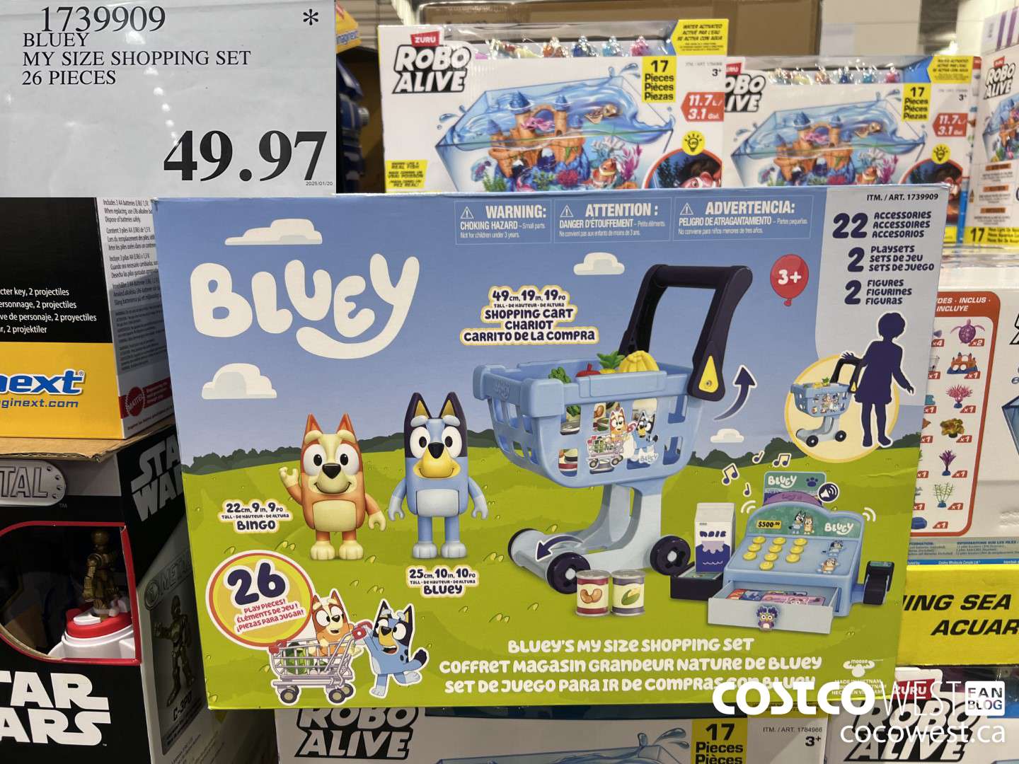 1739909 BLUEY MY SIZE SHOPPING SET 26 PLAY PIECES $49.97