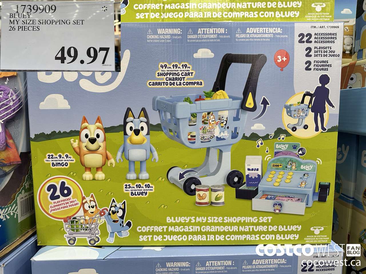 1739909 BLUEY MY SIZE SHOPPING SET 26 PLAY PIECES $49.97