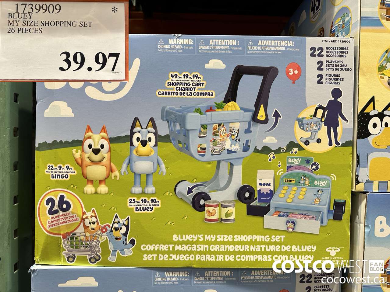 1739909 BLUEY MY SIZE SHOPPING SET 26 PLAY PIECES $39.97