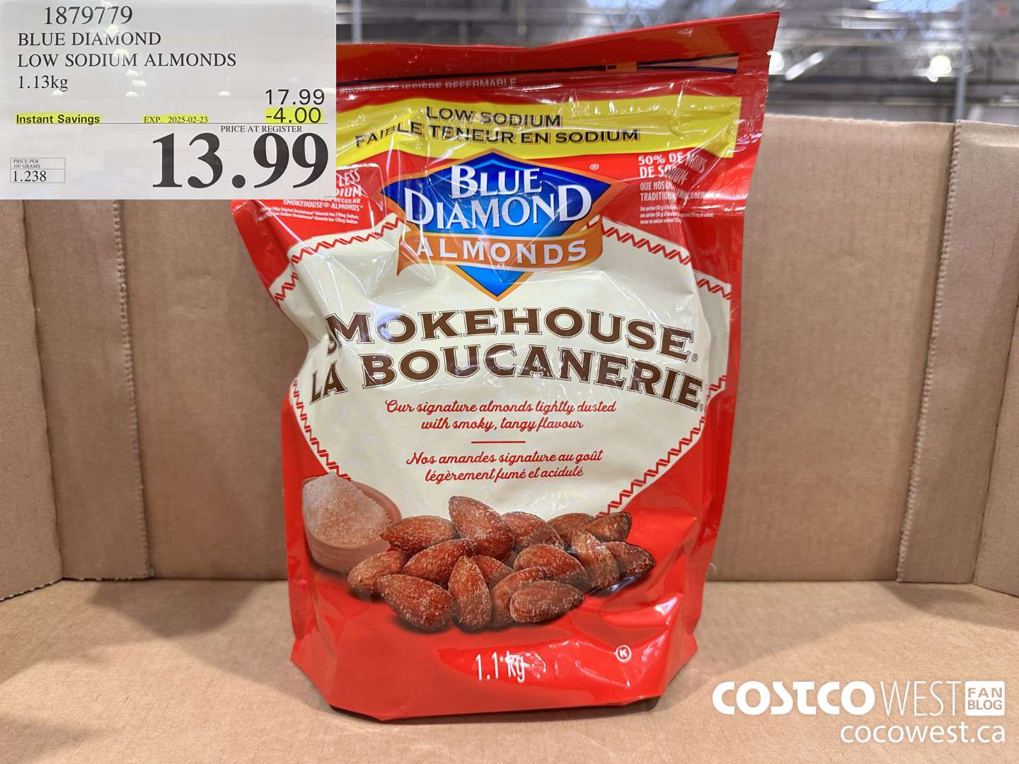 1879779 BLUE DIAMOND LOW SODIUM ALMONDS 1.13KG ($4.00 INSTANT SAVINGS EXPIRES ON 2025-02-23) $13.99