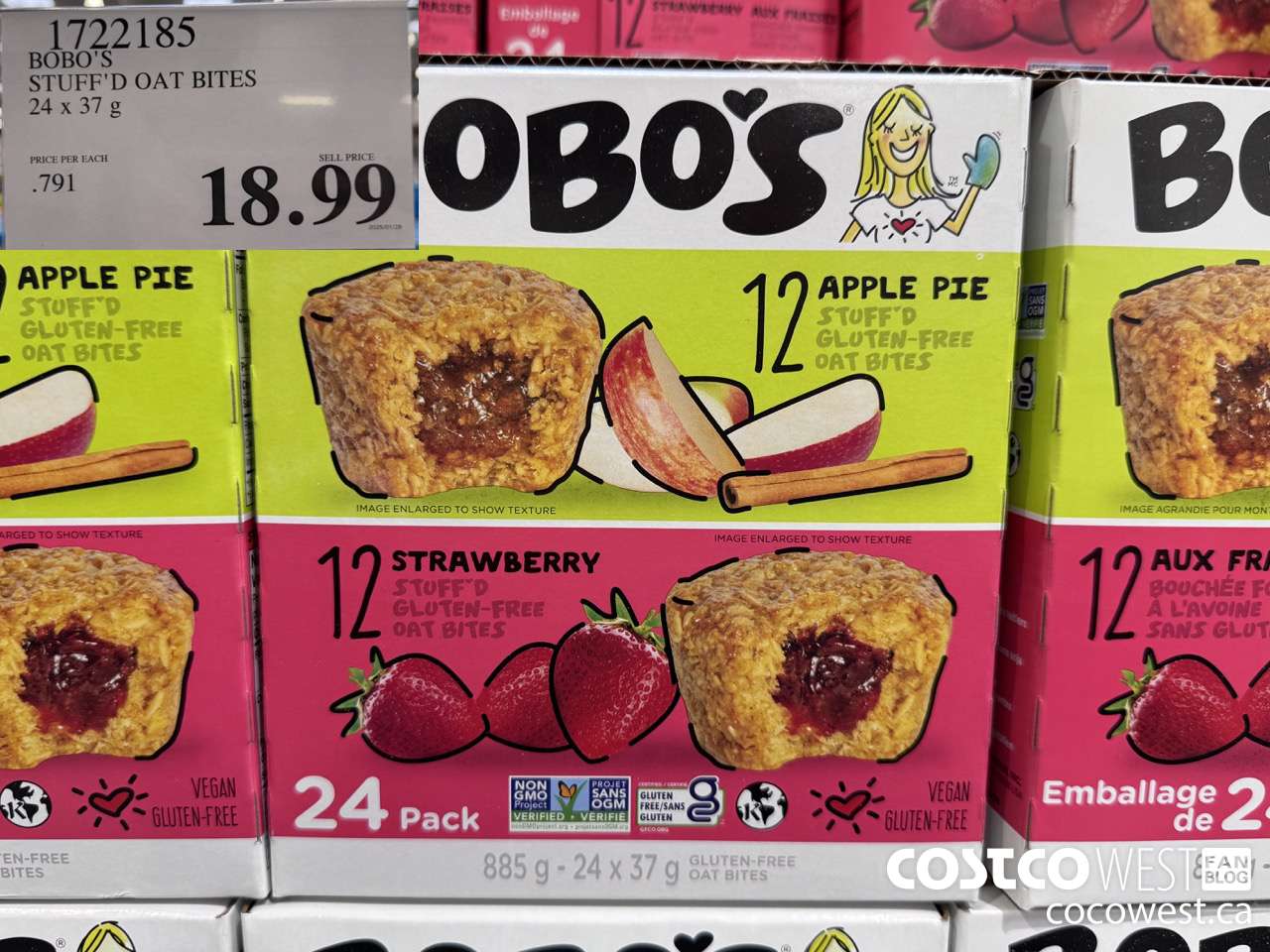 1722185 BOBO'S STUFFED OAT BITES 24 X 37 G $18.99