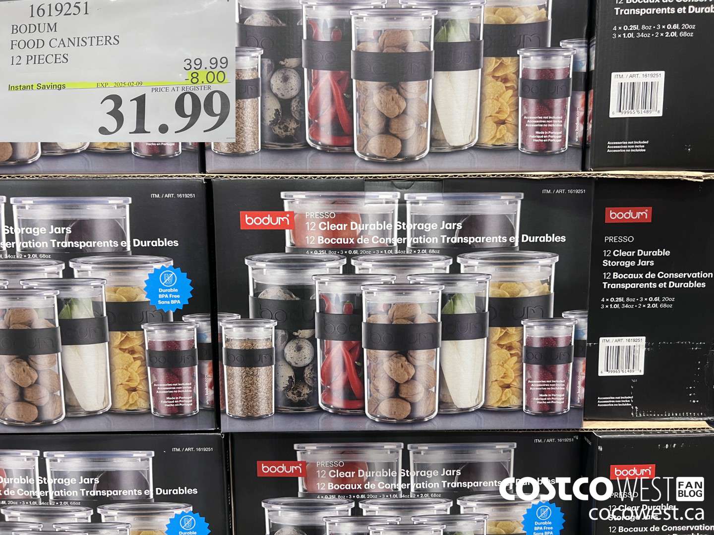 1619251 BODUM FOOD CANISTERS 12 PIECES ($8.00 INSTANT SAVINGS EXPIRES ON 2025-02-09) $31.99