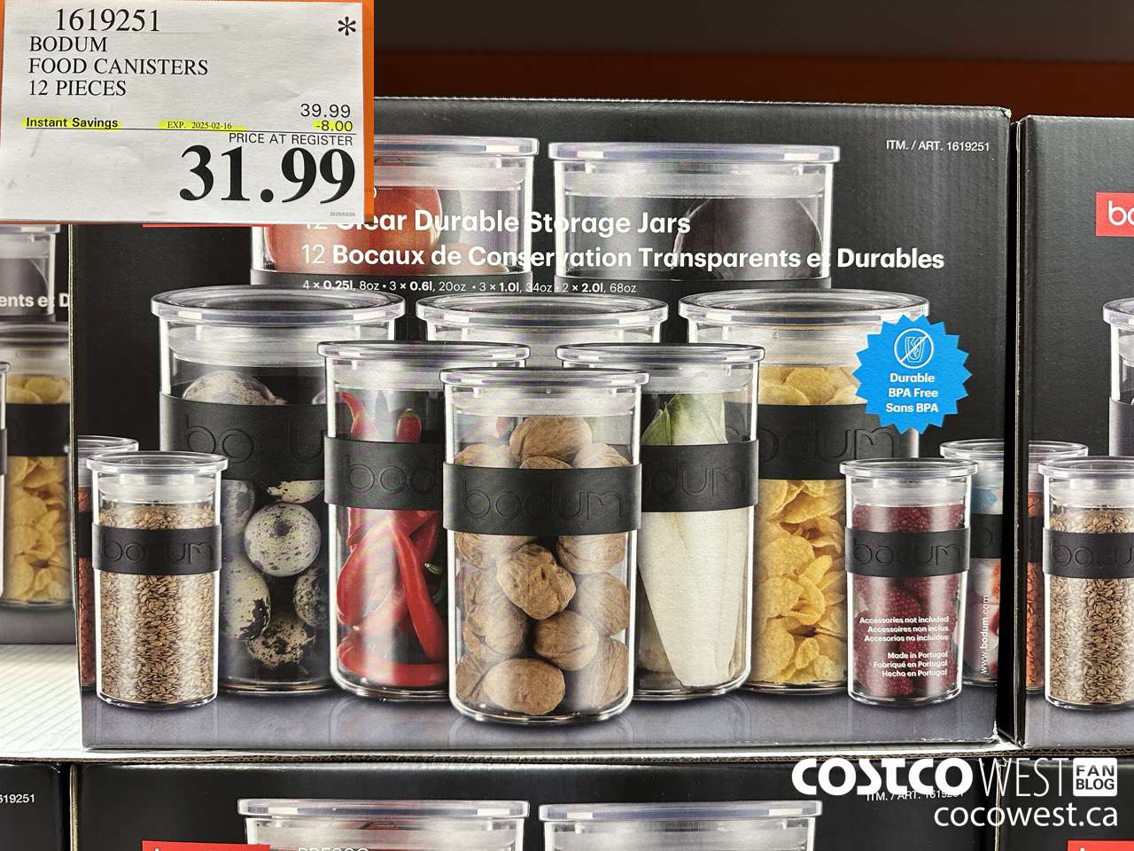 1619251 BODUM FOOD CANISTERS 12 PIECES ($8.00 INSTANT SAVINGS EXPIRES ON 2025-02-16) $31.99
