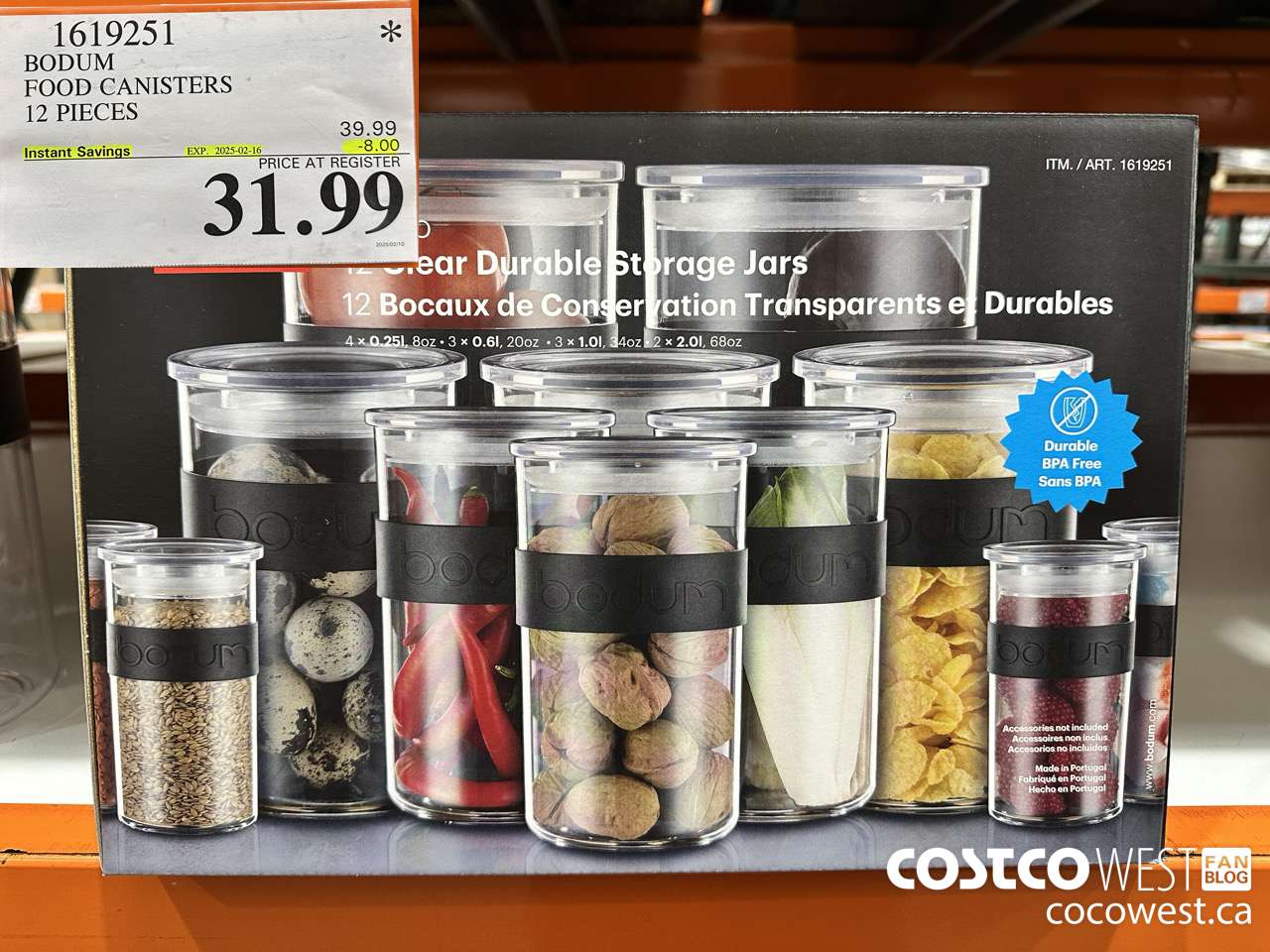 1619251 BODUM FOOD CANISTERS 12 PIECES ($8.00 INSTANT SAVINGS EXPIRES ON 2025-02-16) $31.99