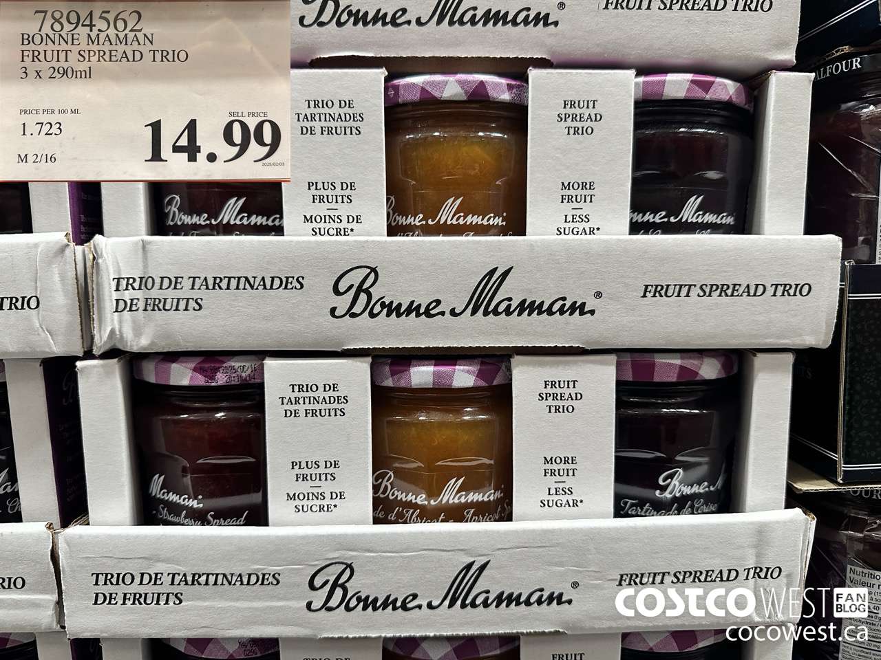 7894562 BONNE MAMAN FRUIT SPREAD TRIO 3 X 290ML $14.99