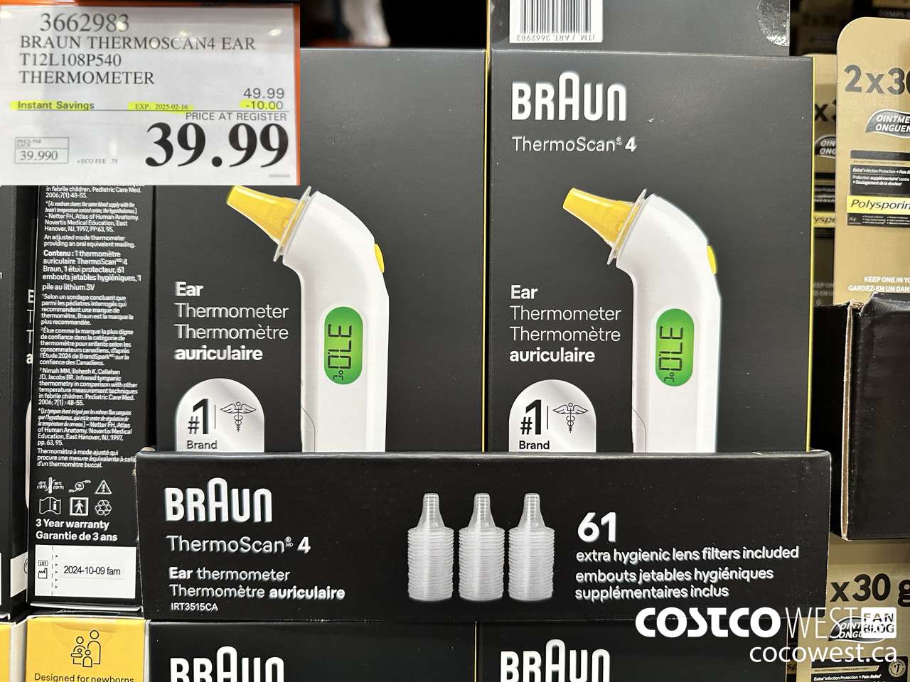 3662983 BRAUN THERMOSCAN4 EAR T12108P540 THERMOMETER ($10.00 INSTANT SAVINGS EXPIRES ON 2025-02-16) $39.99