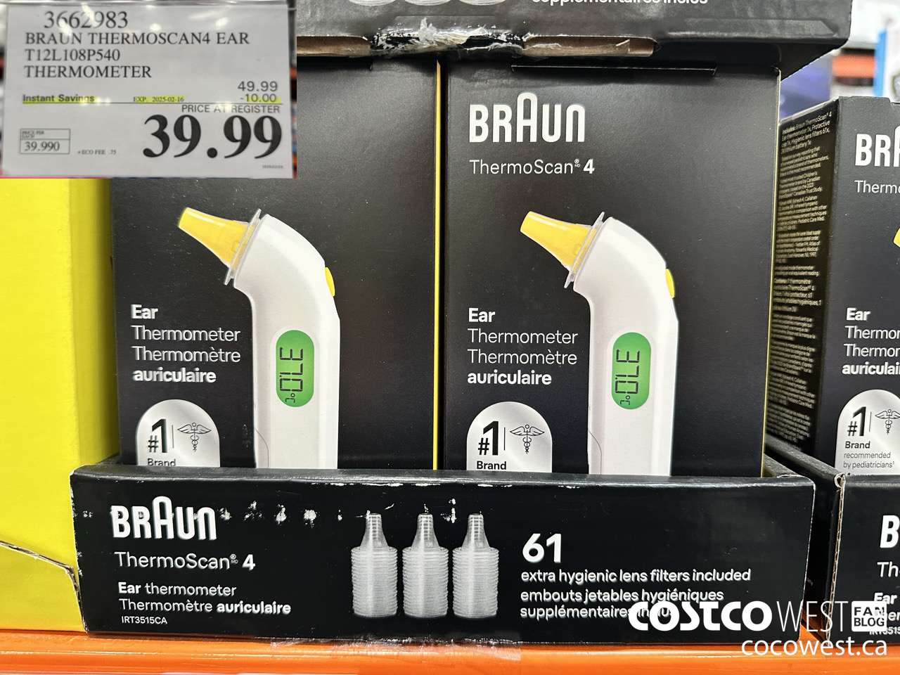 3662983 BRAUN THERMOSCAN4 EAR T12108P540 THERMOMETER ($10.00 INSTANT SAVINGS EXPIRES ON 2025-02-16) $39.99