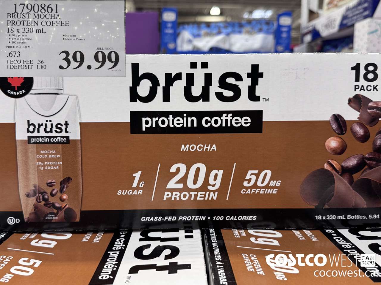 1790861 BRUST MOCHA PROTEIN COFFEE 18 X 330ML $39.99